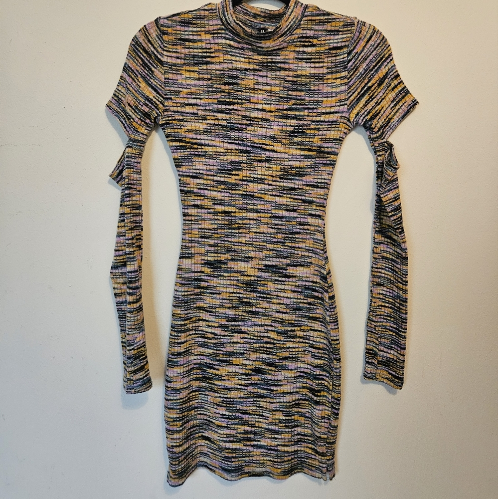 Multicolor Long Sleeve Knit Dress